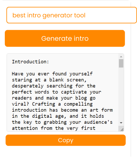 Ettvi’s AI blog/article Intro Generator