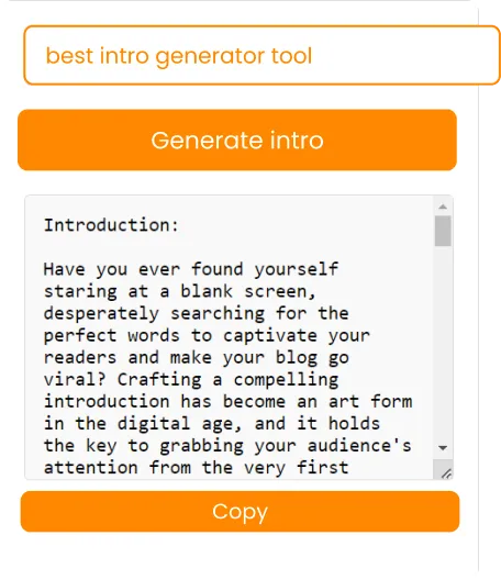 Ettvi’s AI blog/article Intro Generator