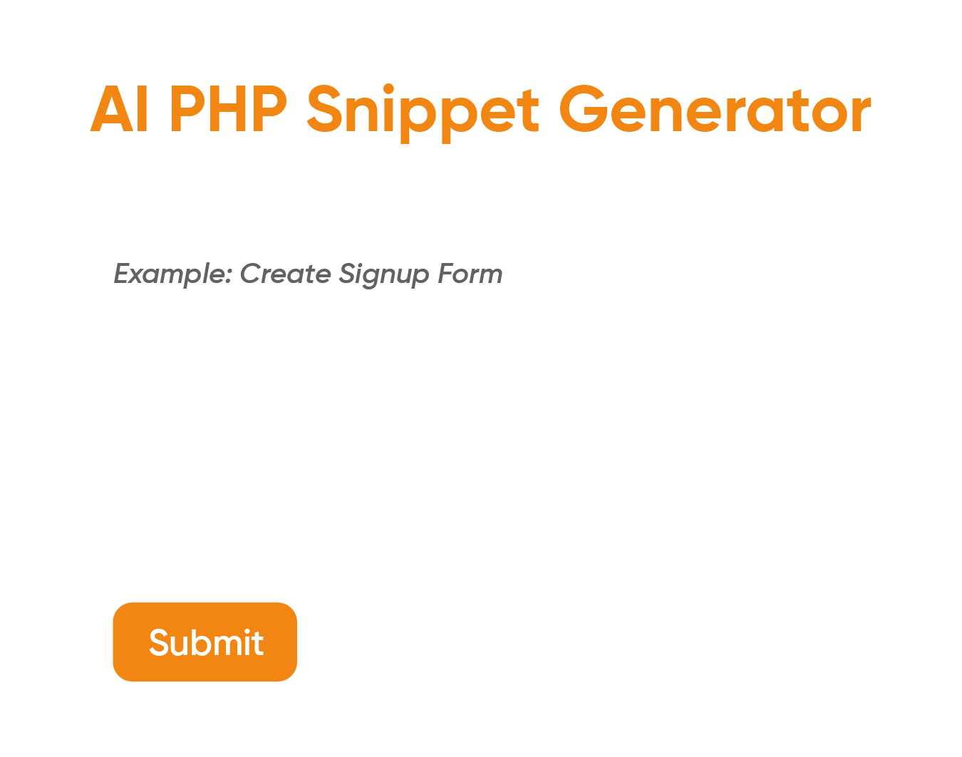Ettvi's AI PHP Snippet tool