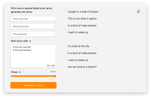 ETTVI’s AI Generate Song Lyrics Tool